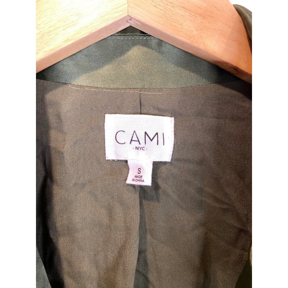 Cami NYC Utility Jacket Green Silk Collared 100% Silk Cinched Waist Size Small - Picture 4 of 8